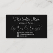 高級ブラック、シルバー、ブルー美容師 名刺 (裏面)