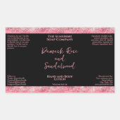 高級ブラック&ピンクグリッター化粧品ボトルラベル 長方形シール (正面)