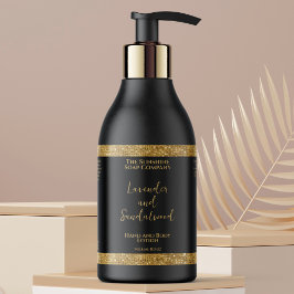 高級ブラック&金ゴールドグリッター化粧品ボトルラベル 長方形シール