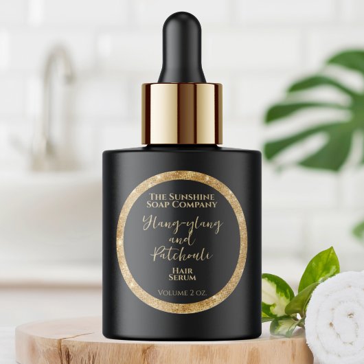 高級ブラック&金ゴールドグリッター化粧品製品 ラウンドシール