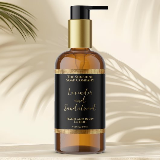 高級ブラック&金ゴールドフォイル化粧品ボトルラベル 長方形シール