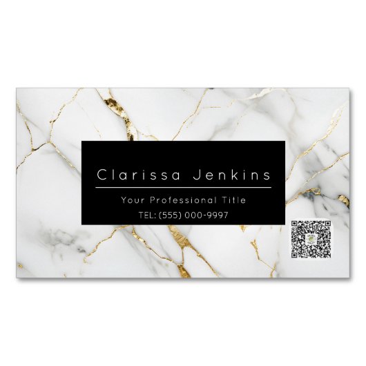 高級ブランドマーブルとブラックファイナンスプロフェッショナル マグネット名刺 (正面)