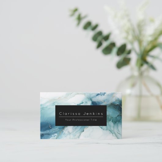 高級ブランドマーブルとブルーファイナンスプロフェッショナル 名刺 (スタンド正面)