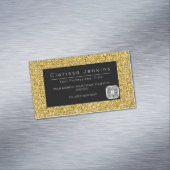高級ブランドメイクアップアーティストブラック&金ゴールドグリッター マグネット名刺 (インサイチュ)