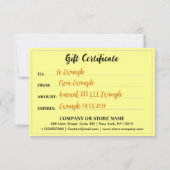 高級ブランドロゴエレガント、ゴールデンギフト証書 (裏面)