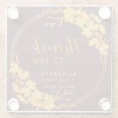 高級ブルゴーニュ金ゴールドフローラ結婚の感謝 ガラスコースター (裏面)