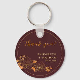 高級ブルゴーニュ金ゴールドフローラ結婚の感謝 キーホルダー