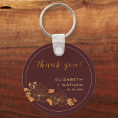 高級ブルゴーニュ金ゴールドフローラ結婚の感謝 キーホルダー (正面)