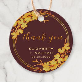 高級ブルゴーニュ金ゴールドフローラ結婚の感謝 フェイバータグ