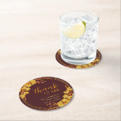 高級ブルゴーニュ金ゴールドフローラ結婚の感謝 ラウンドペーパーコースター (インサイチュ)