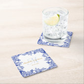 高級ブルーチノ結婚イセリフローラのカップル名 スクエアペーパーコースター (インサイチュ)
