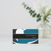 高級ブルーホワイトエレガントプロフェミニンフィー 名刺 (スタンド正面)