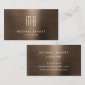 高級ブロンズブラウンメタリックモノグラムコンサルタント 名刺 (正面/裏面)