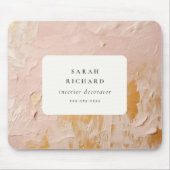 高級ブ芸術的ッシュピンク金ゴールド油絵を描ビジネス マウスパッド (正面)