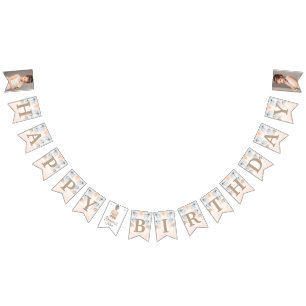 高級プリンセス誕生日グリッター写真 バンティングフラッグ