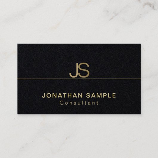 高級プレミアムブラックモノグラエレガントムモダン 名刺 (正面)