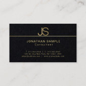 高級プレミアムブラックモノグラエレガントムモダン 名刺 (裏面)