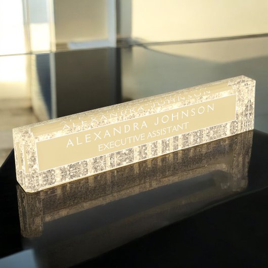 高級プロフェッショナル金ゴールドグリッター モダン デスクネームプレート