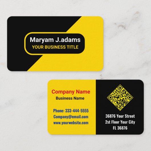 高級プロフェッショナルQRコードブラック金ゴールド 名刺 (正面/裏面)