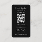 高級ヘアスタイリスト 美容院QRコード ブラック 名刺 (裏面)