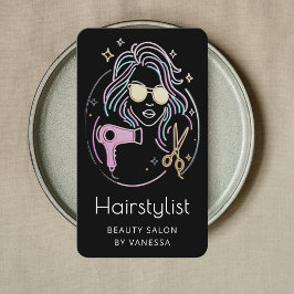 高級ヘアスタイリスト 美容院QRコード ブラック 名刺
