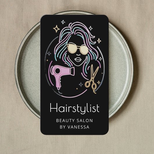高級ヘアスタイリスト 美容院QRコード ブラック 名刺
