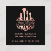 高級ヘアメイクアップ化粧料バラ金ゴールドとブラック スクエア名刺 (裏面)