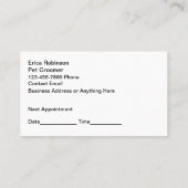 高級ペットグルーミングアポイントメント名刺 名刺 (裏面)