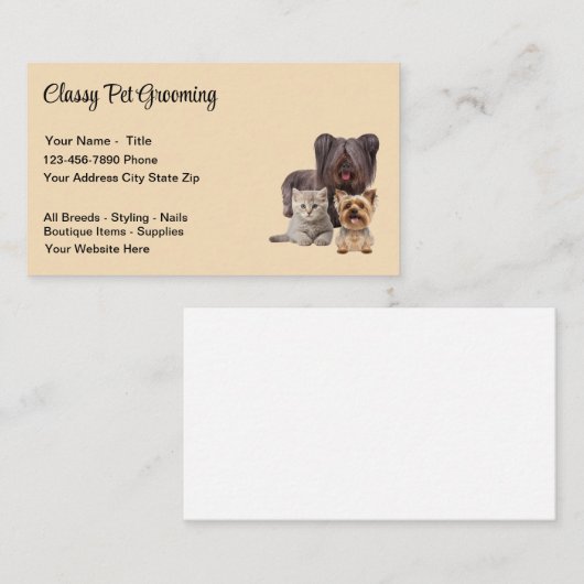 高級ペットグルーミング名刺デザイン 名刺 (正面/裏面)