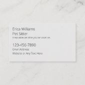 高級ペットシッター犬と猫の名刺 名刺 (裏面)