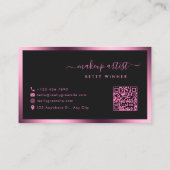 高級ホットピンクフォイルフレームスクリプモダントモノグラム 名刺 (裏面)