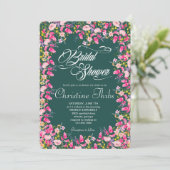 高級ホットピンクフラワーブライダルシャワー招待状 招待状 (スタンド正面)