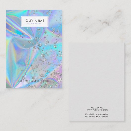 高級ホログラフィックトレンディージュエリー表示カード 名刺 (正面/裏面)