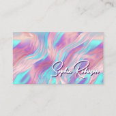 高級ホログラフィックピンク&ブルービジネスカード 割引カード (正面)