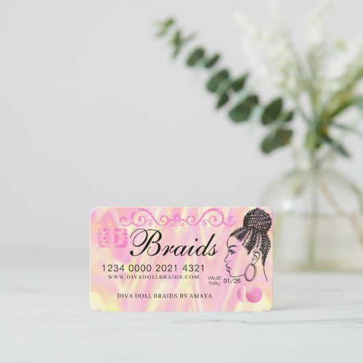 高級ホログラフィックフォイルヘア編組クレジットスタイル 名刺 (スタンド正面)