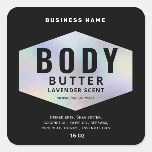 高級ホログラフィックミニマル体バターラベル スクエアシール (正面)