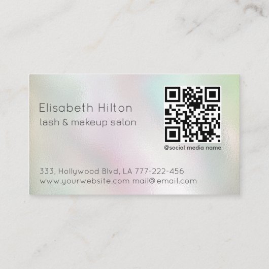 高級ホログラフィック蝶が点滅するタイポグラフィ 名刺 (裏面)