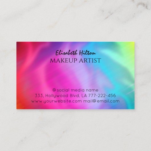 高級ホログラフィック蝶の爪、 ネイルロゴ 名刺 (裏面)