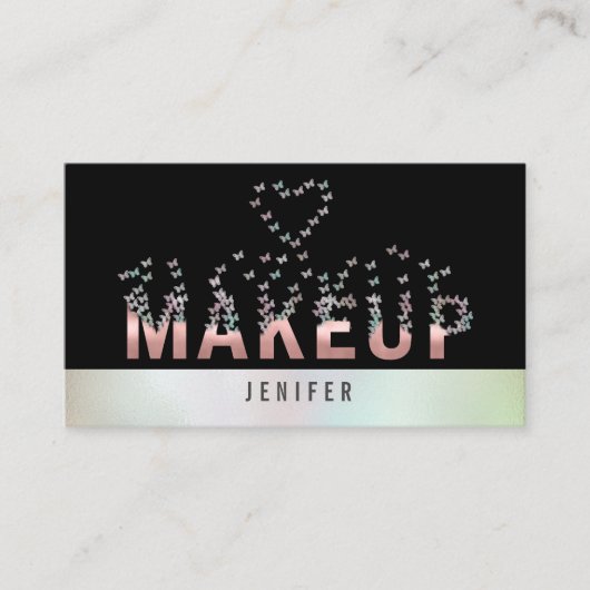 高級ホログラフィック蝶メイクアップロゴ 名刺 (正面)