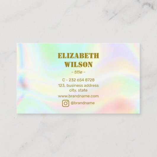 高級ホログラフィック金ゴールドまつ毛名刺 名刺 (裏面)