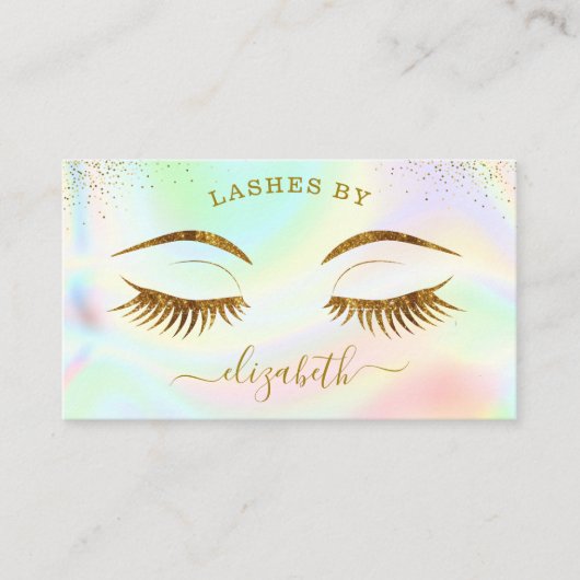 高級ホログラフィック金ゴールドまつ毛名刺 名刺 (正面)