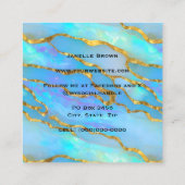 高級ホログラフィフェイクックオパール石及び金箔 スクエア名刺 (裏面)