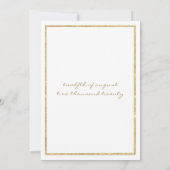 高級ホワイトおよび金ゴールドグリッター結婚フローラ 招待状 (裏面)