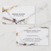 高級ホワイトとベージュフェイク大理石 名刺 (正面/裏面)