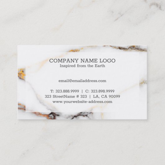 高級ホワイトとベージュフェイク大理石 名刺 (裏面)