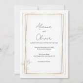 高級ホワイトと金ゴールドミニマル結婚リスト 招待状 (正面)