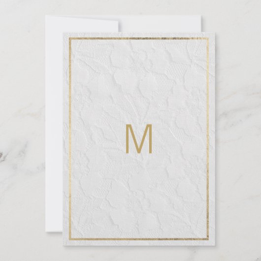 高級ホワイトフランスの金ゴールド結婚フローラ 招待状 (裏面)