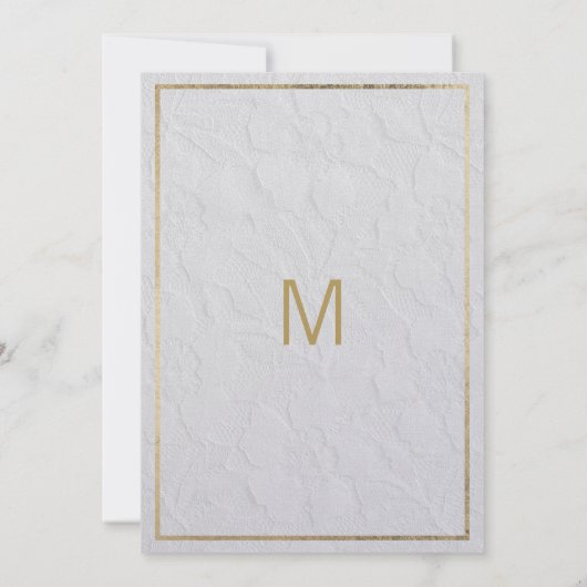 高級ホワイトフランスの金ゴールド結婚フローラ 招待状 (裏面)