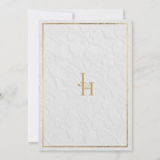 高級ホワイトフランスの金ゴールド結婚フローラ 招待状 (裏面)