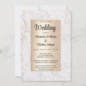 高級ホワイト金ゴールドグリッターマーブルグラマー結婚ズ 招待状 (正面)